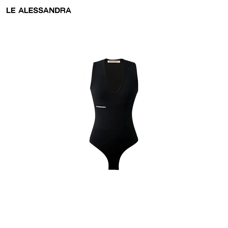 品牌直营 LE ALESSANDRA 美式深U领连体分割背心上衣打底