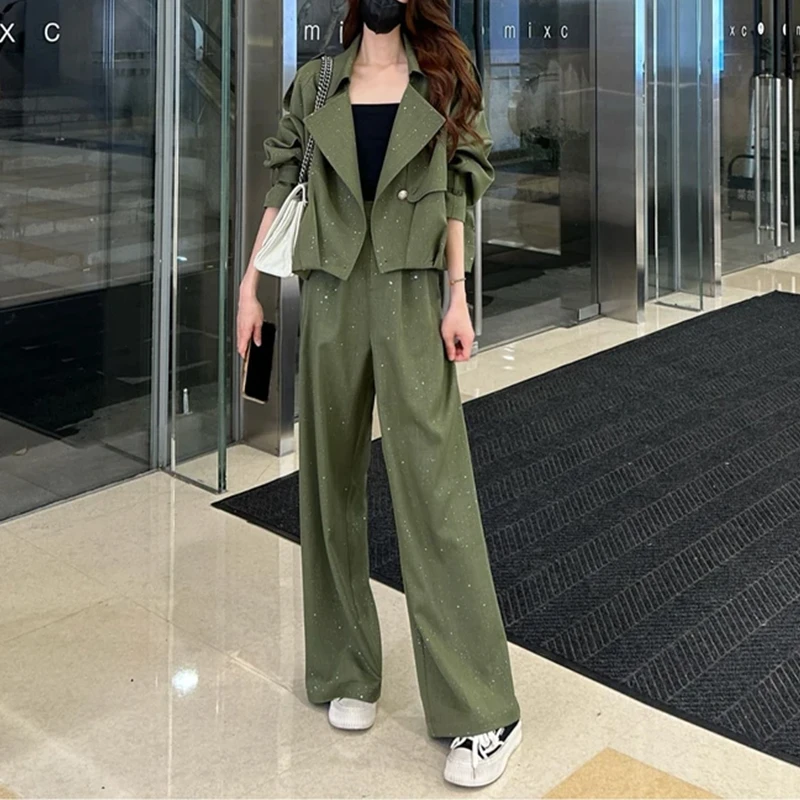 2025年春秋季时尚套装宽松上衣长裤女装显瘦气质高级感两件套通勤