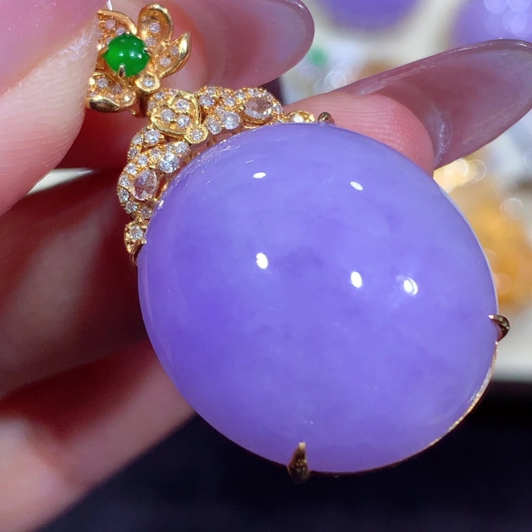 翡翠18K金镶嵌吊坠(不含链)