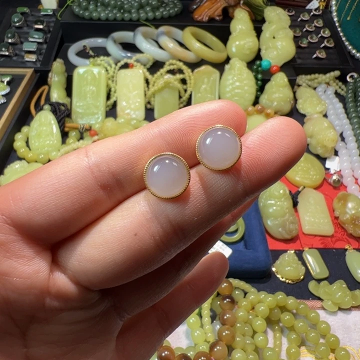 和田玉颈饰银S925镶嵌