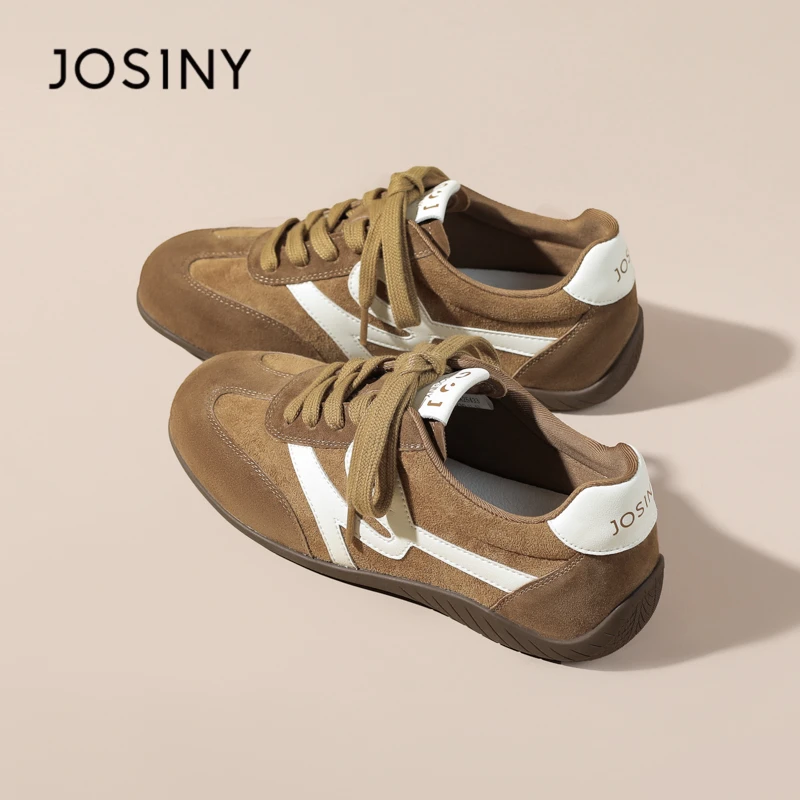 卓诗尼复古系带德训鞋女2025新款平底休闲运动板鞋百搭软底运动鞋