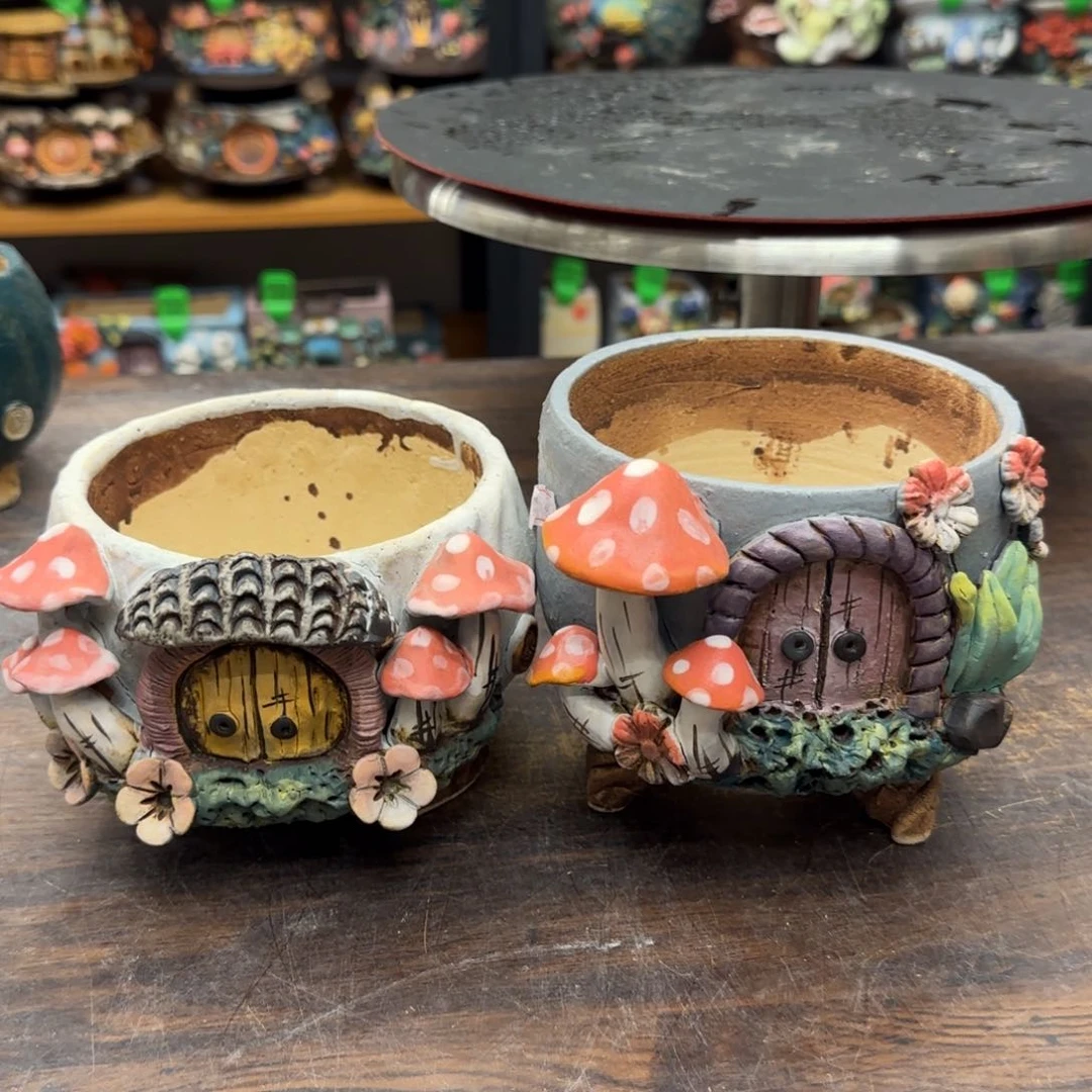 【闪购商品】陶瓷紫**花粗陶手捏