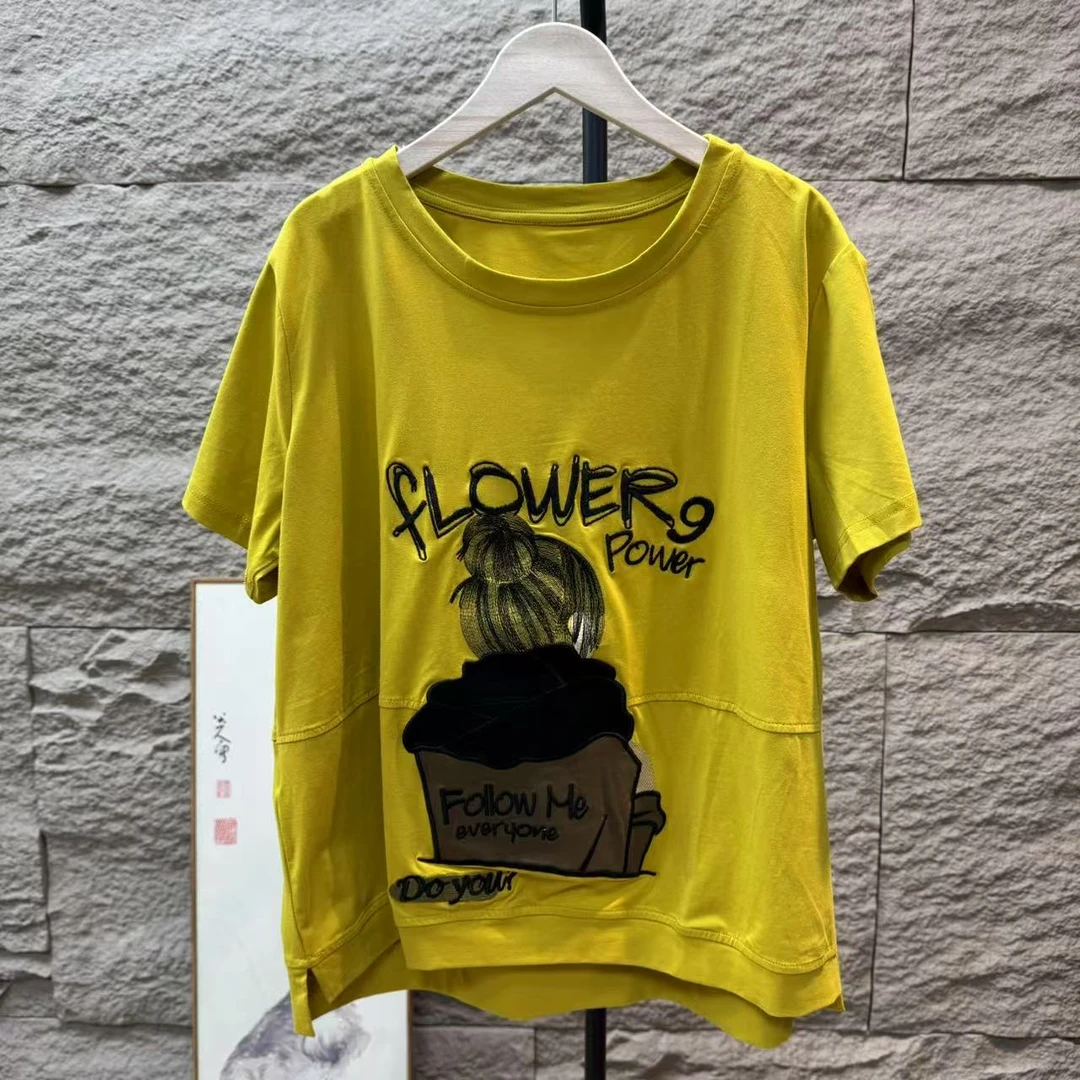 13438新款夏季简约休闲百搭显瘦印花T恤