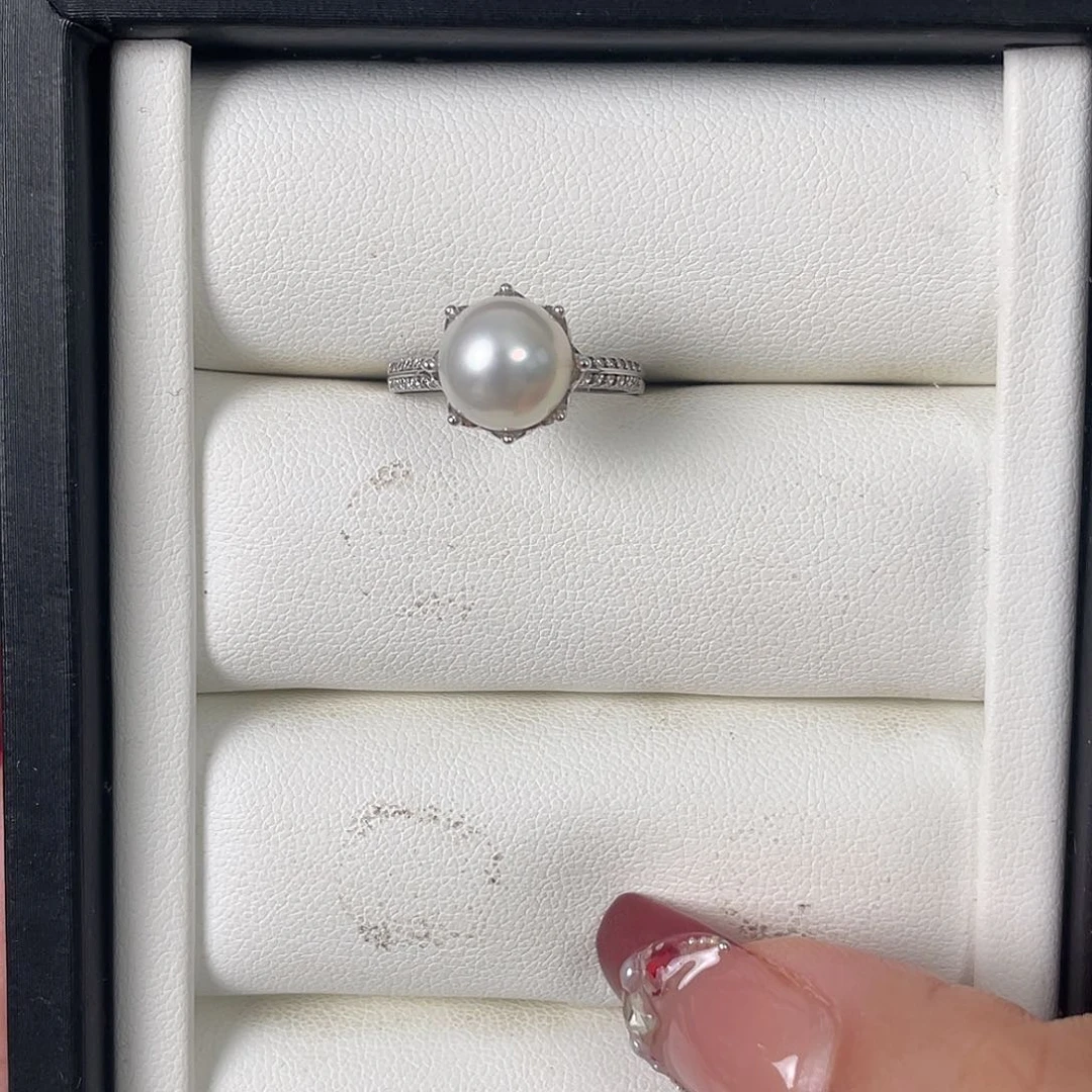 海水珍珠戒指银S925镶嵌