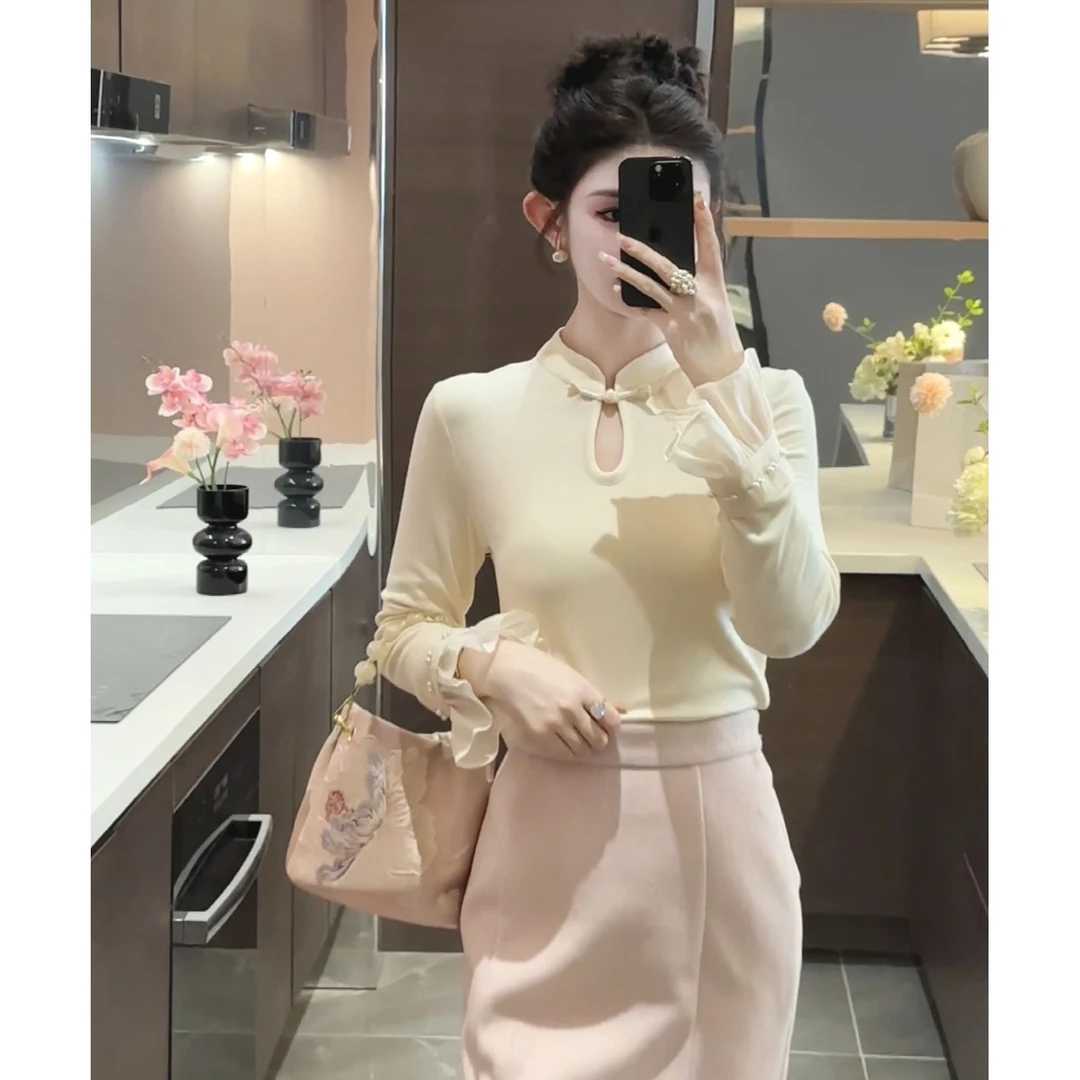 【周粥】【百搭打底】针织衫长袖复古打底衫国风小众百搭JJQ4ZZS1030