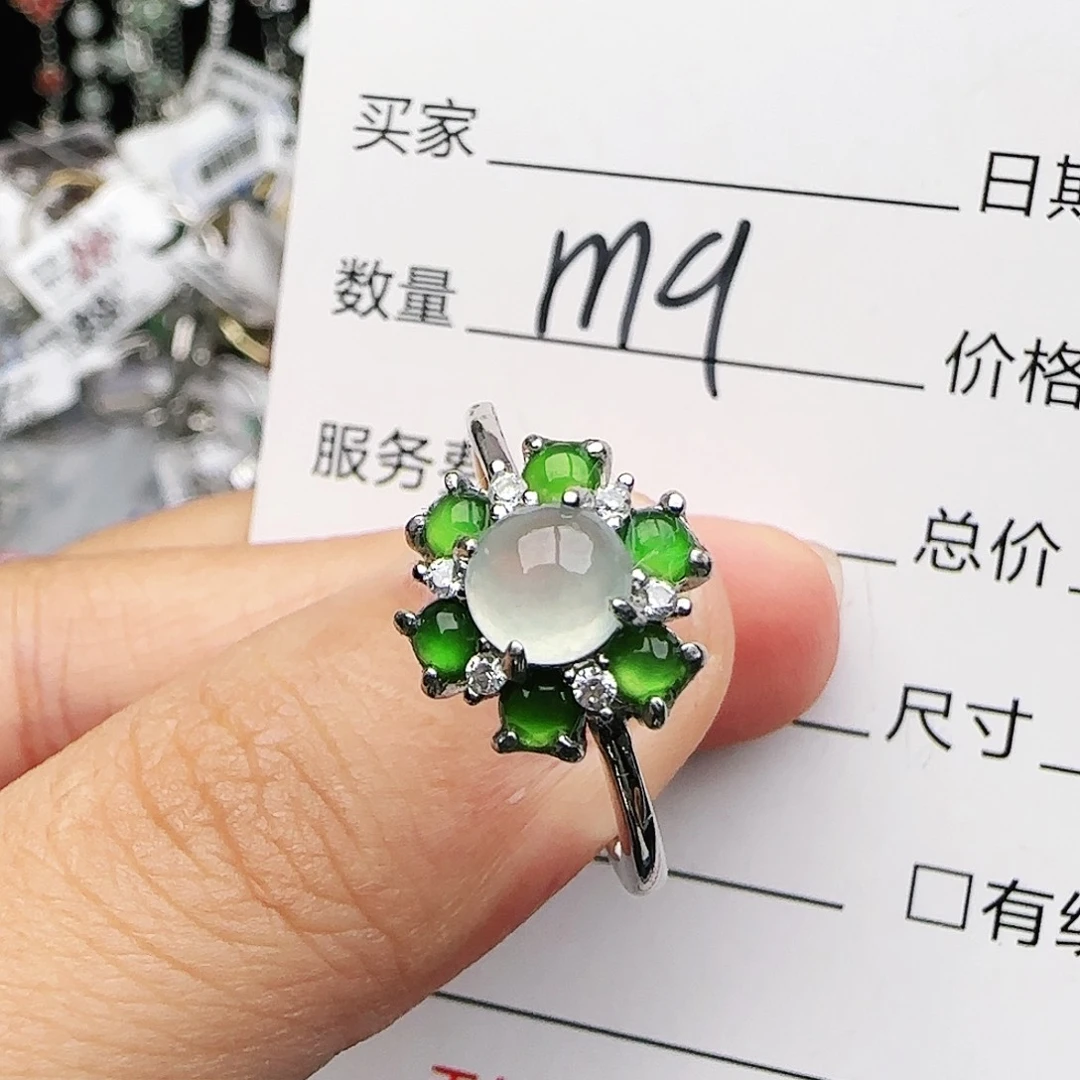 银S925镶嵌戒指翡翠戒指