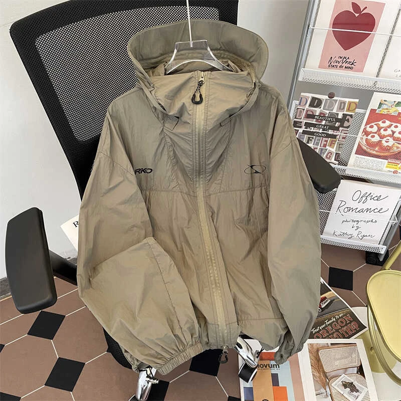 日系户外冰丝防晒衣男女情侣百搭连帽防紫外线透气薄款休闲外套潮