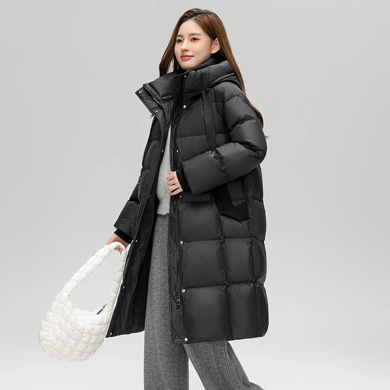 ROBINHOOD/罗宾汉白鸭绒百搭防风韩过膝休闲连帽中长款-1278