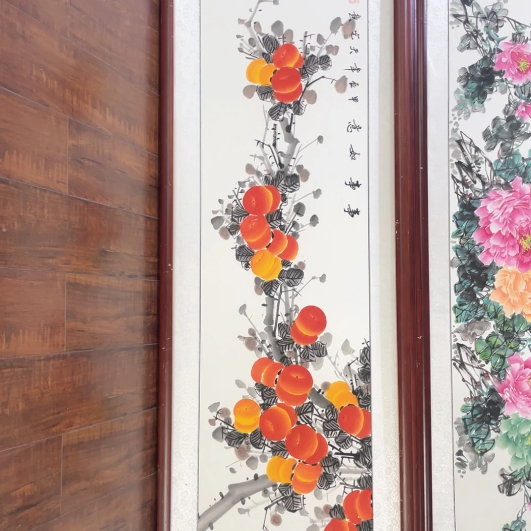 国画手绘带框尺寸48*163厘米