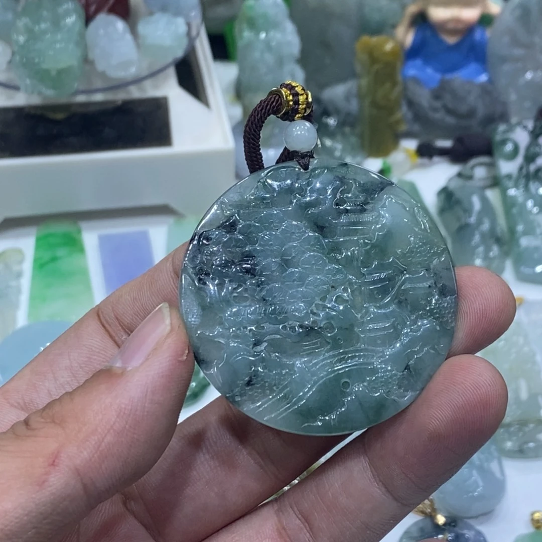 翡翠未镶嵌吊坠(不含链)山水