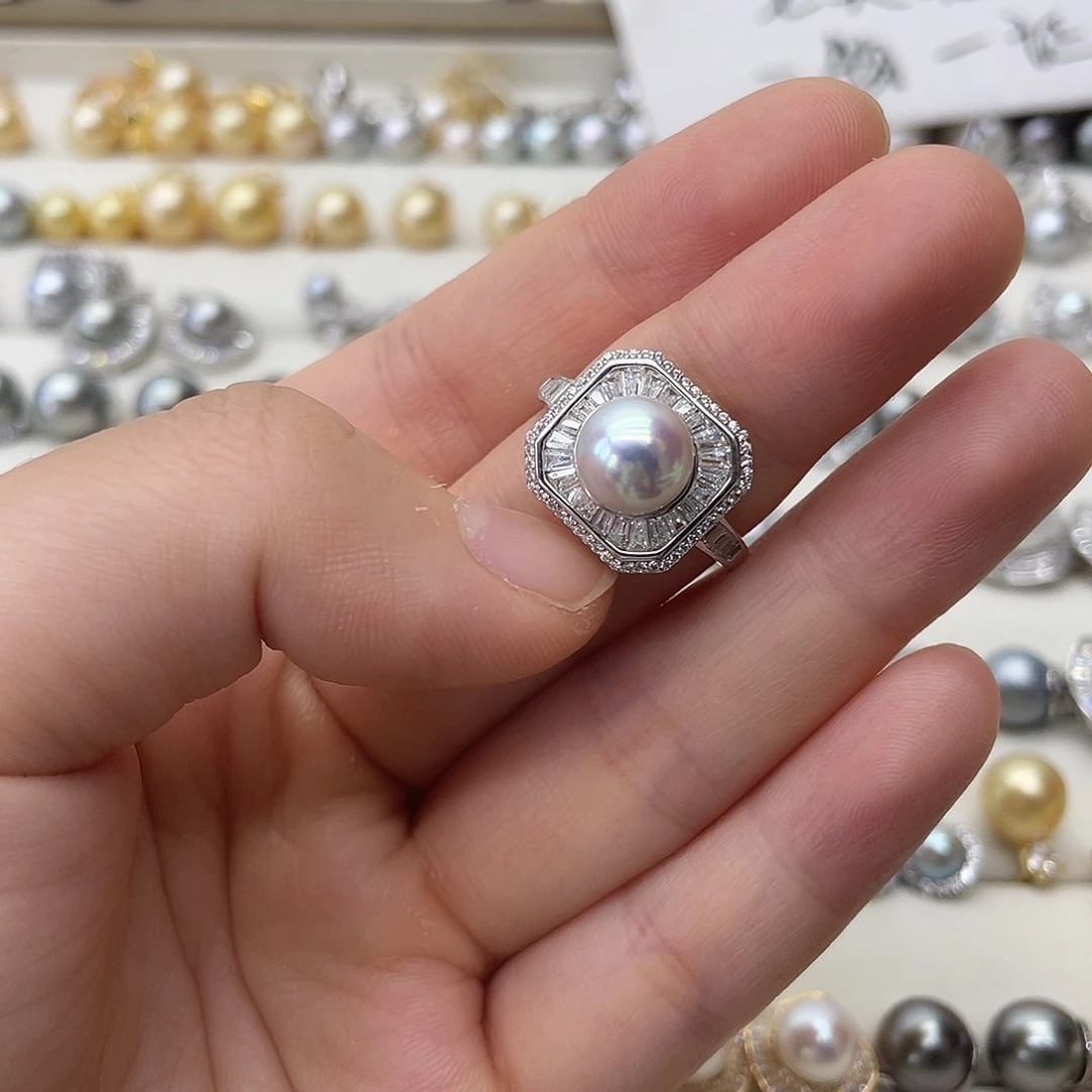 海水珍珠戒指银S925镶嵌