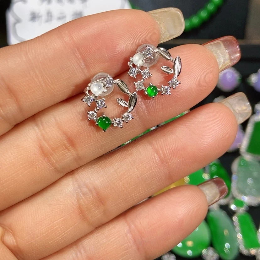 【闪购商品】翡翠耳饰未镶嵌天然翡翠