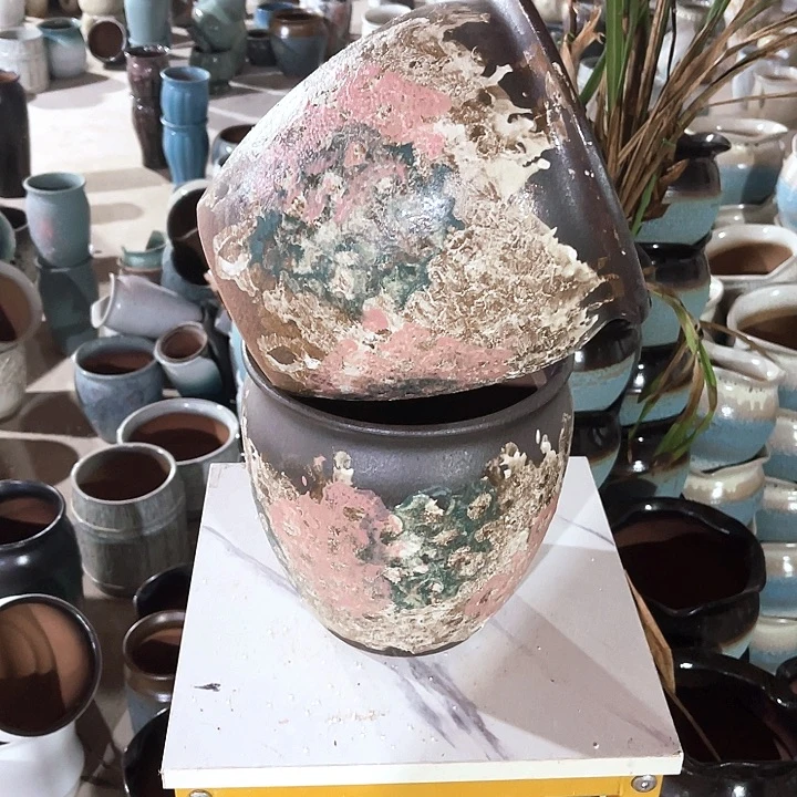 紫砂花盆口径20高度20两只正品