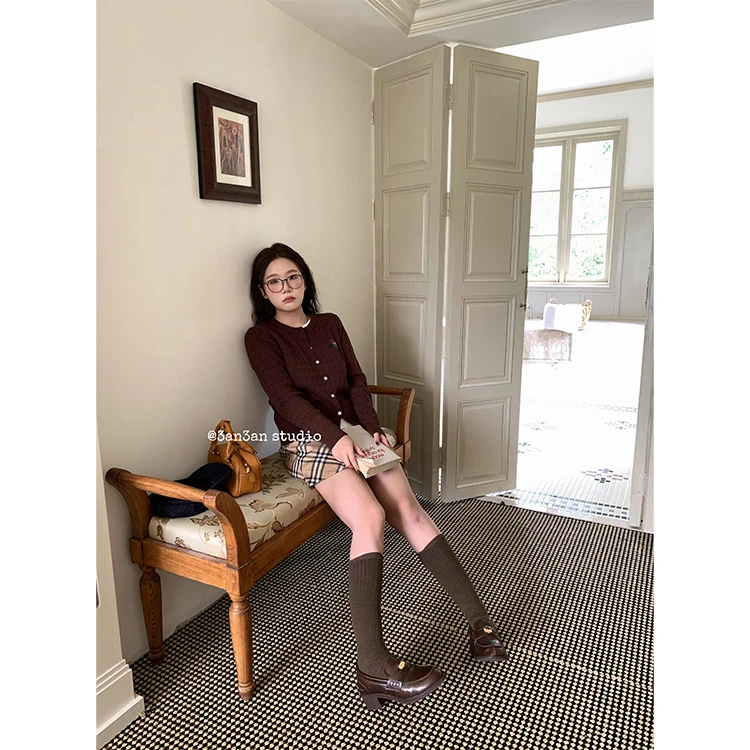 3AN3AN【格纹印记】秋季新款格子a字裙复古半身裙女3ANl220