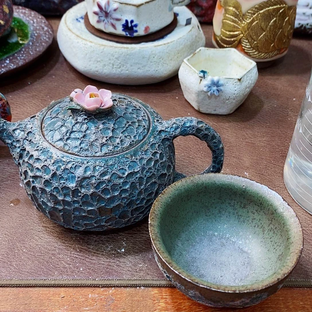 粗陶柴烧志野茶器