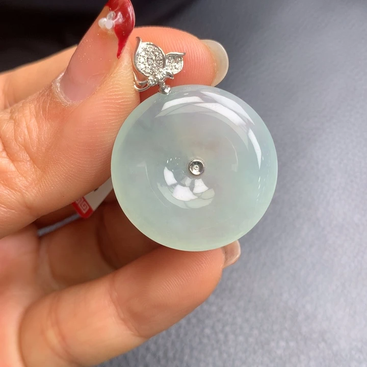 翡翠吊坠(不含链)18K金镶嵌