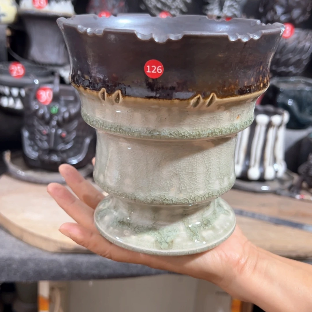手工花盆，口13.5高15