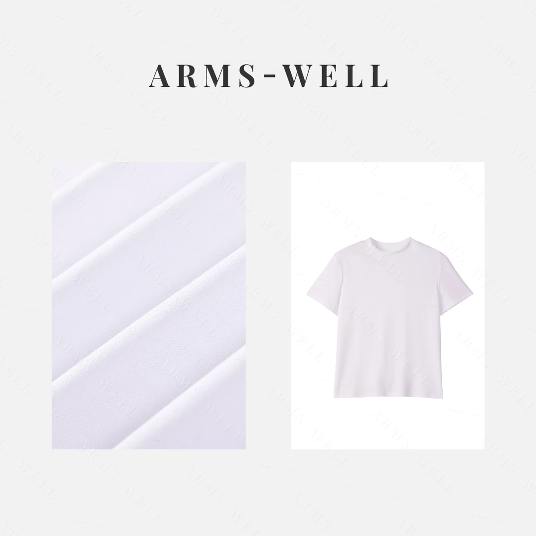 ARMS WELL王囡囡 白色海岛棉圆领正肩基础简约短袖T恤 S2