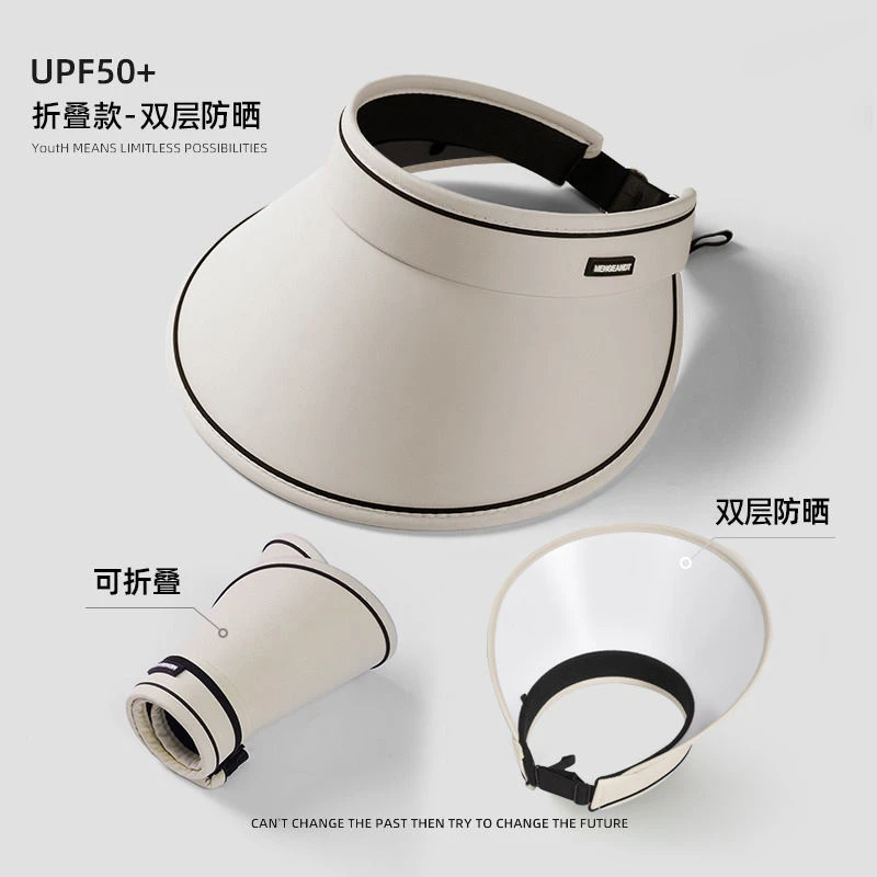 夏季户外大檐遮阳帽可折叠防晒帽新款无顶防紫外线防晒帽子
