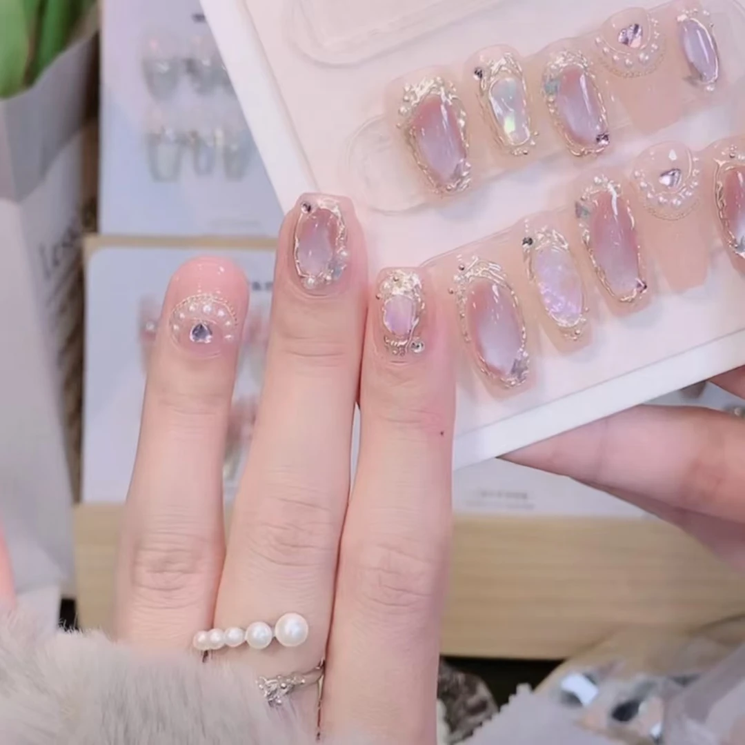 【紫色猫眼】纯手工猫眼魔镜粉穿戴甲