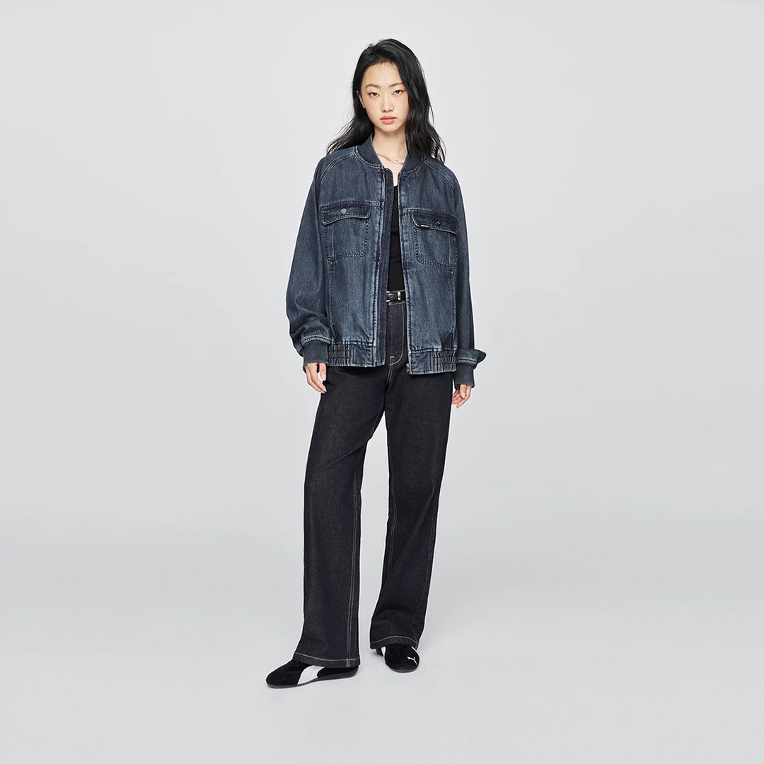 【428懒懒裤-原牛色】Lee25早秋高腰直筒裤不易褪色牛仔裤琥珀流光