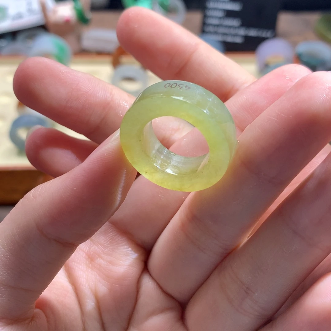 定制翡翠未镶嵌烧***卷翡翠戒圈冰黄