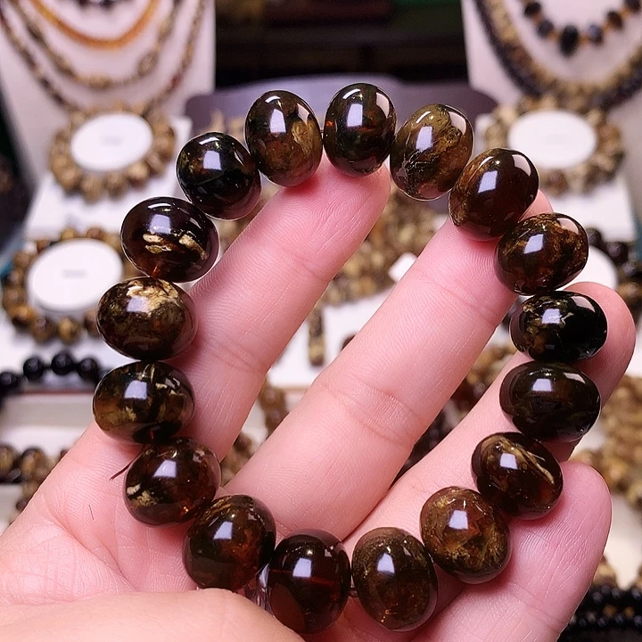 琥珀未镶嵌裸石15+黑花蜡