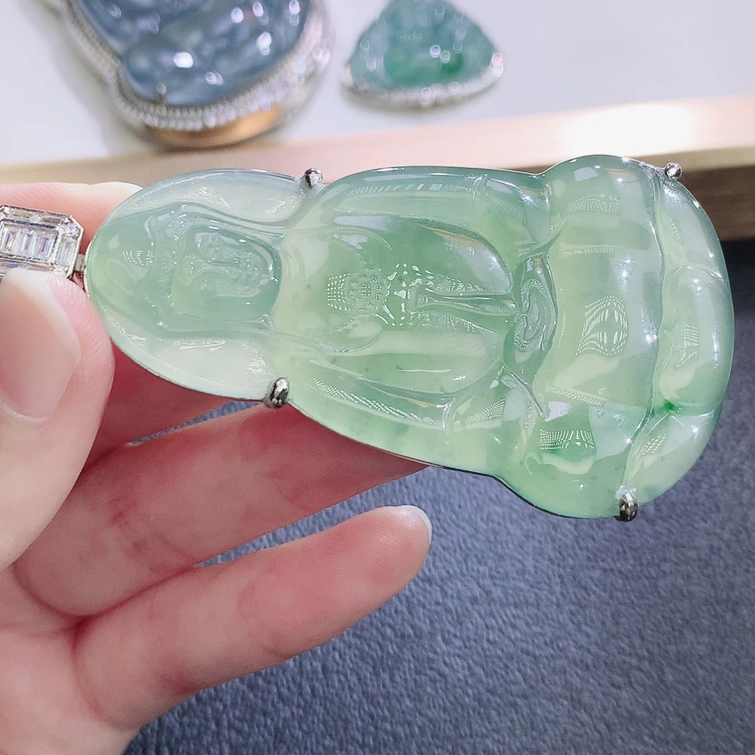 翡翠银S925镶嵌挂件翡翠