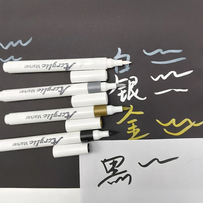 金色银色软头丙烯马克笔单头设计油漆记号笔绘画专用