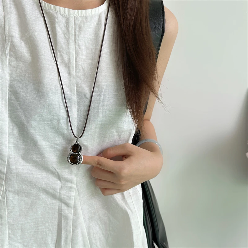 非金属棉绳项链 X6062-1复古新中式民族风葫芦吊坠项时尚链百搭