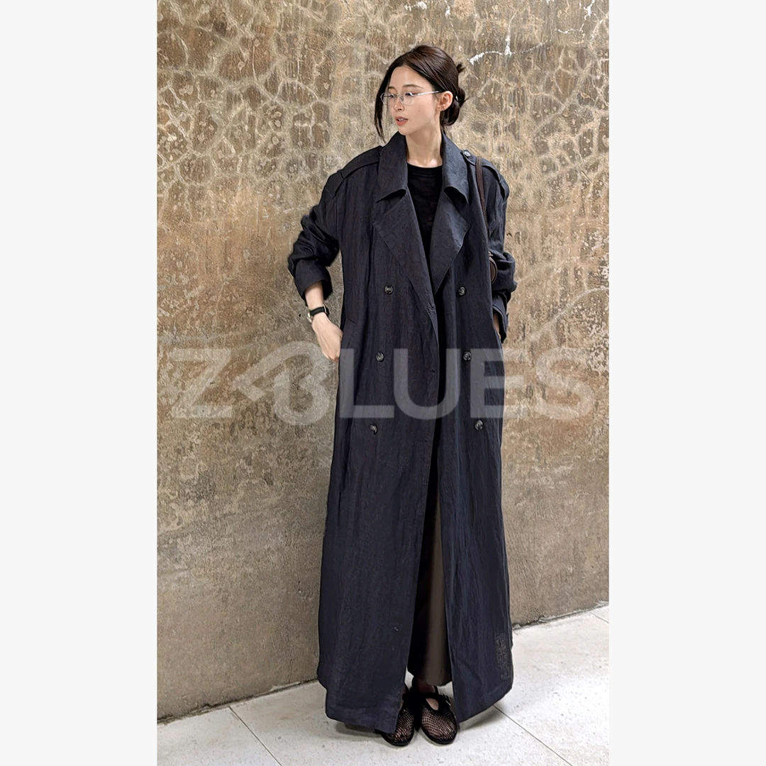 Z.blues【晚秋风衣】转身电影感 雨露麻 轻量双排扣长风衣YZMK0722