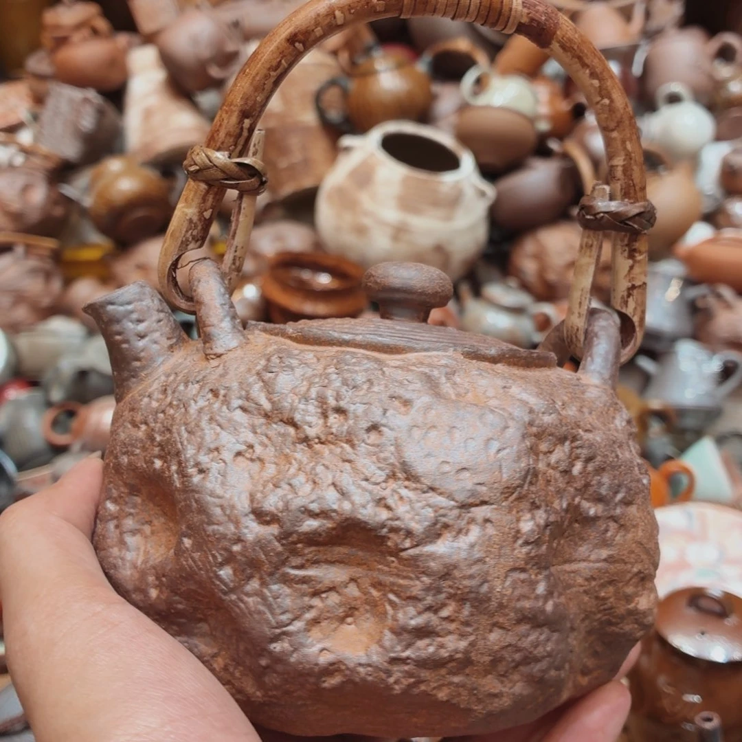 柴烧老岩泥手工茶壶器皿