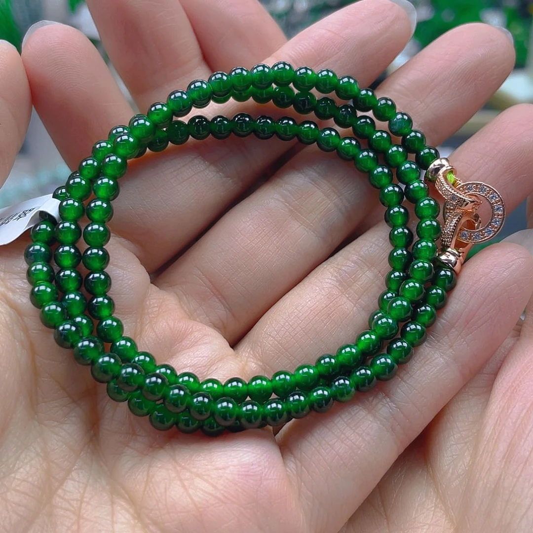 翡翠手串未镶嵌天然A货翡翠珠串卡4