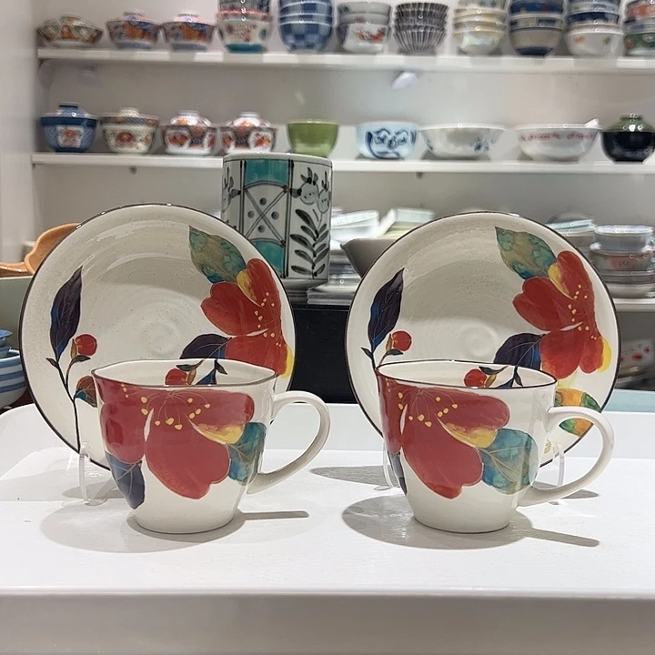 @***常瓷花花咖啡杯2套超美