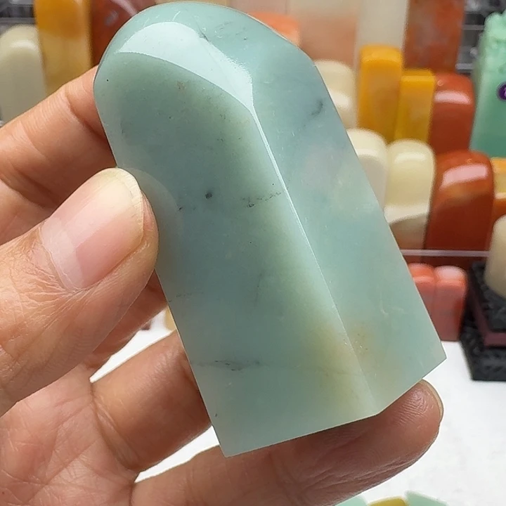 寿山石印石云南天青素章