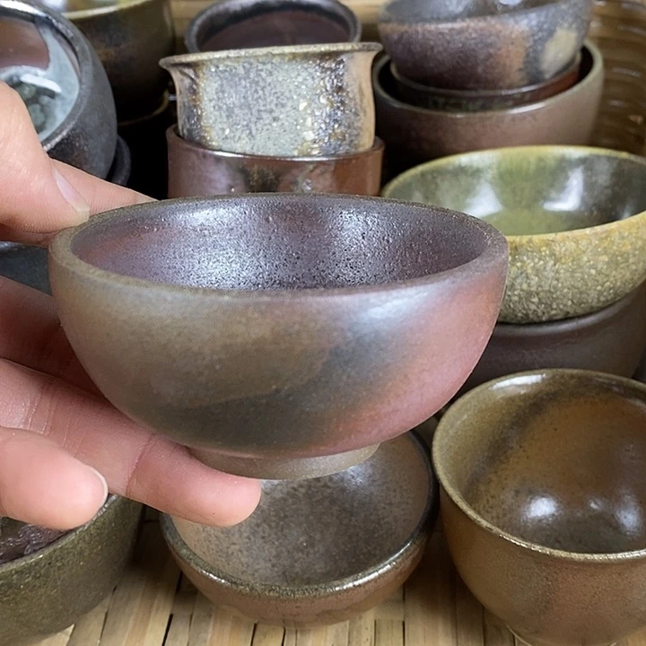 建水紫陶柴烧茶器，放漏炸，00035