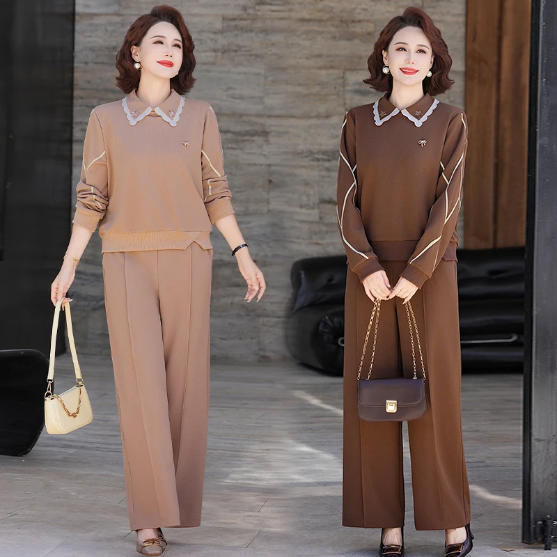 洋气妈妈秋装套装休闲减龄卫衣2025新款中老年女春秋运动服两件套