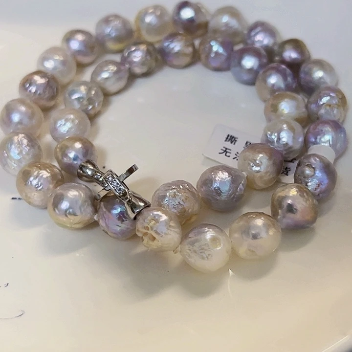 项链银S925镶嵌淡水珍珠