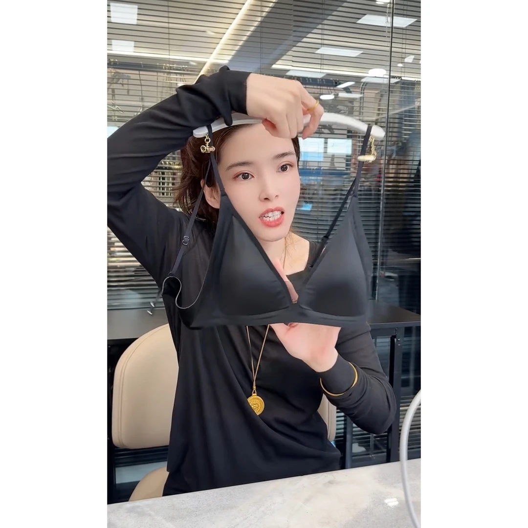 缎面法式深V领美背女超薄垫细肩带无痕三角杯小胸无钢圈文胸