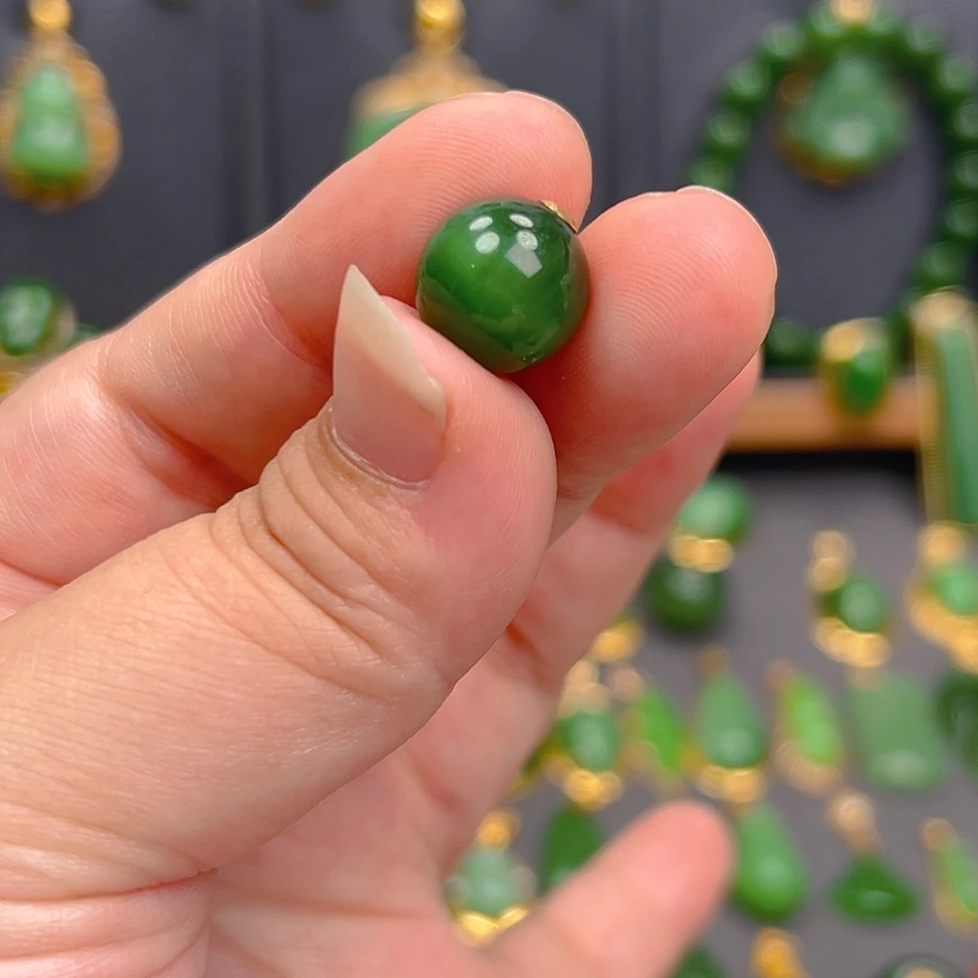 和田玉（碧玉）18K金镶嵌吊坠(不含链)298