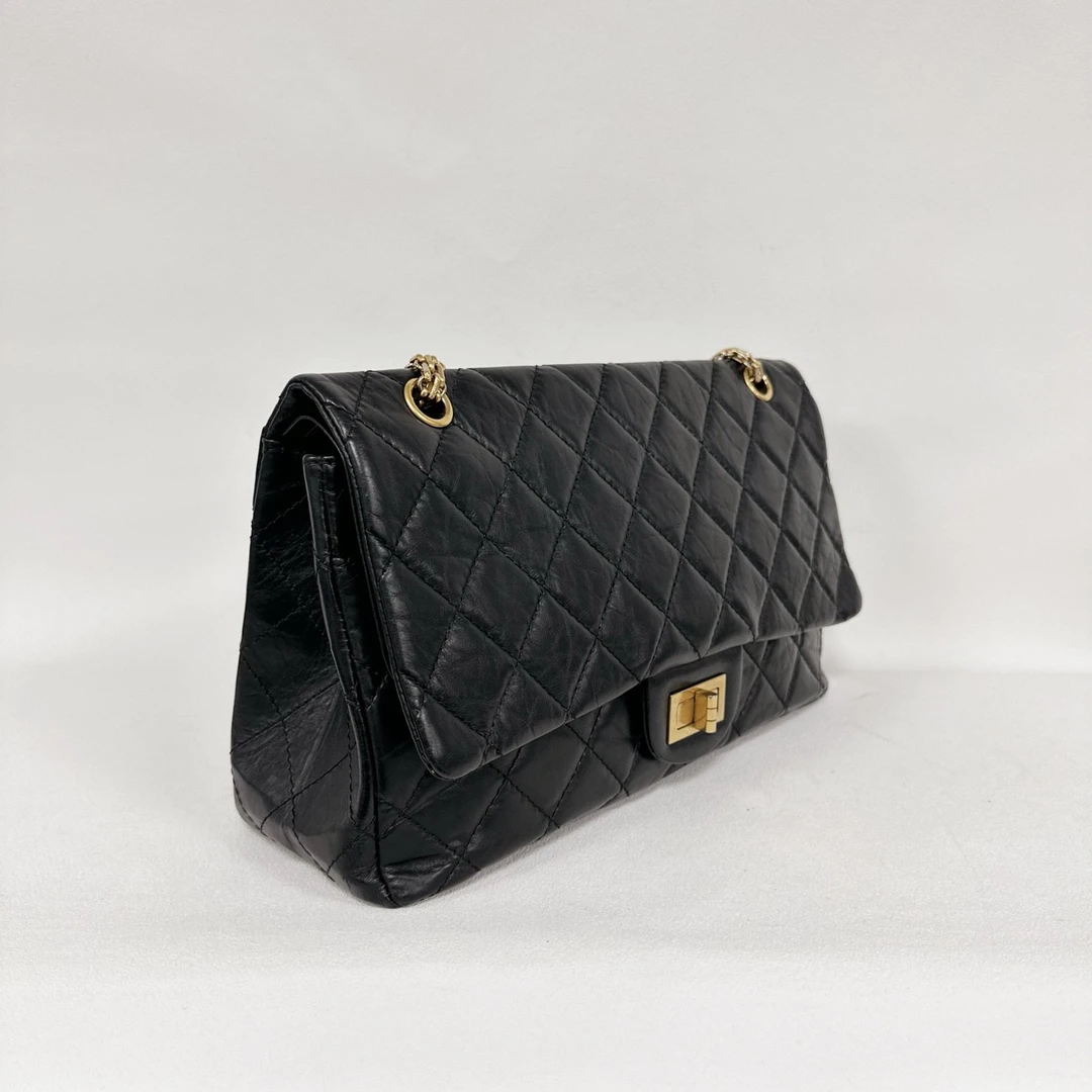 95新 Chanel/香奈儿 2.55大号黑金链条包 5385