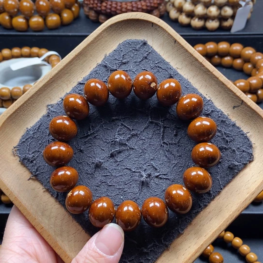 紫金鼠手串15mm算盘微花