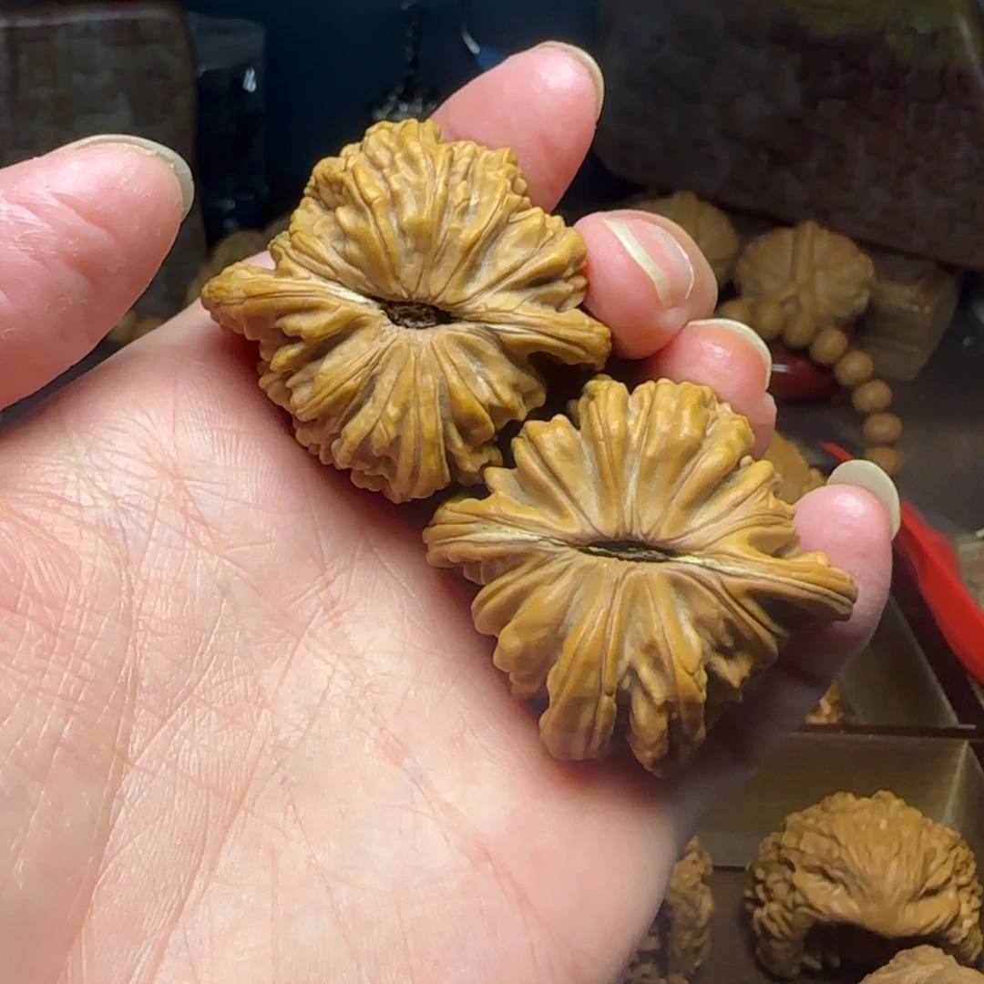 桃核把件四座楼菊花底