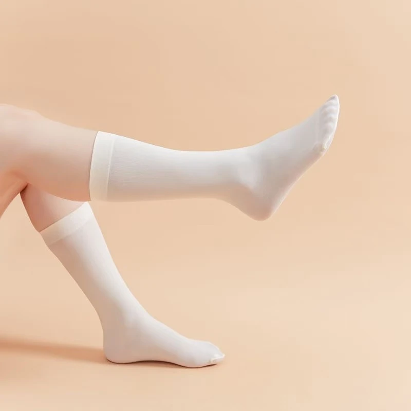 【冰感中筒袜】夏季袜子通用学院风高筒ins小腿袜白色百搭25100