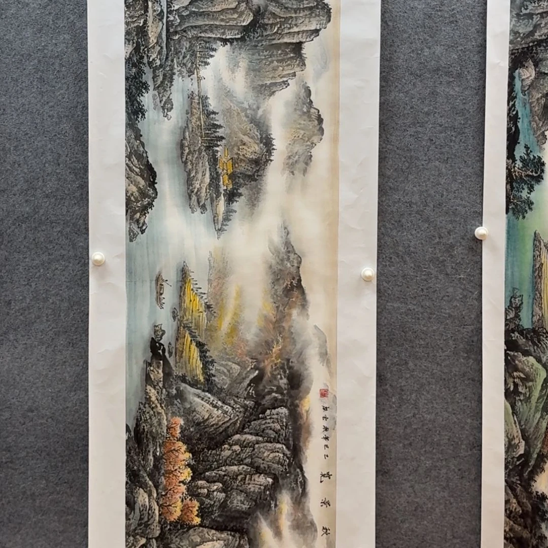 国画程云启180x50山水作品