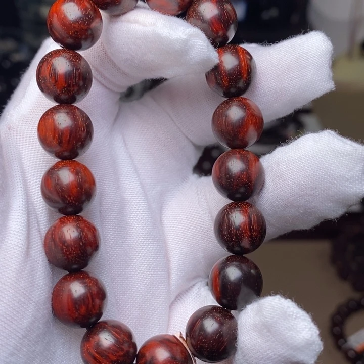 小叶紫檀手串/手链原汁原味1.2cm 拆房料 火焰纹特价