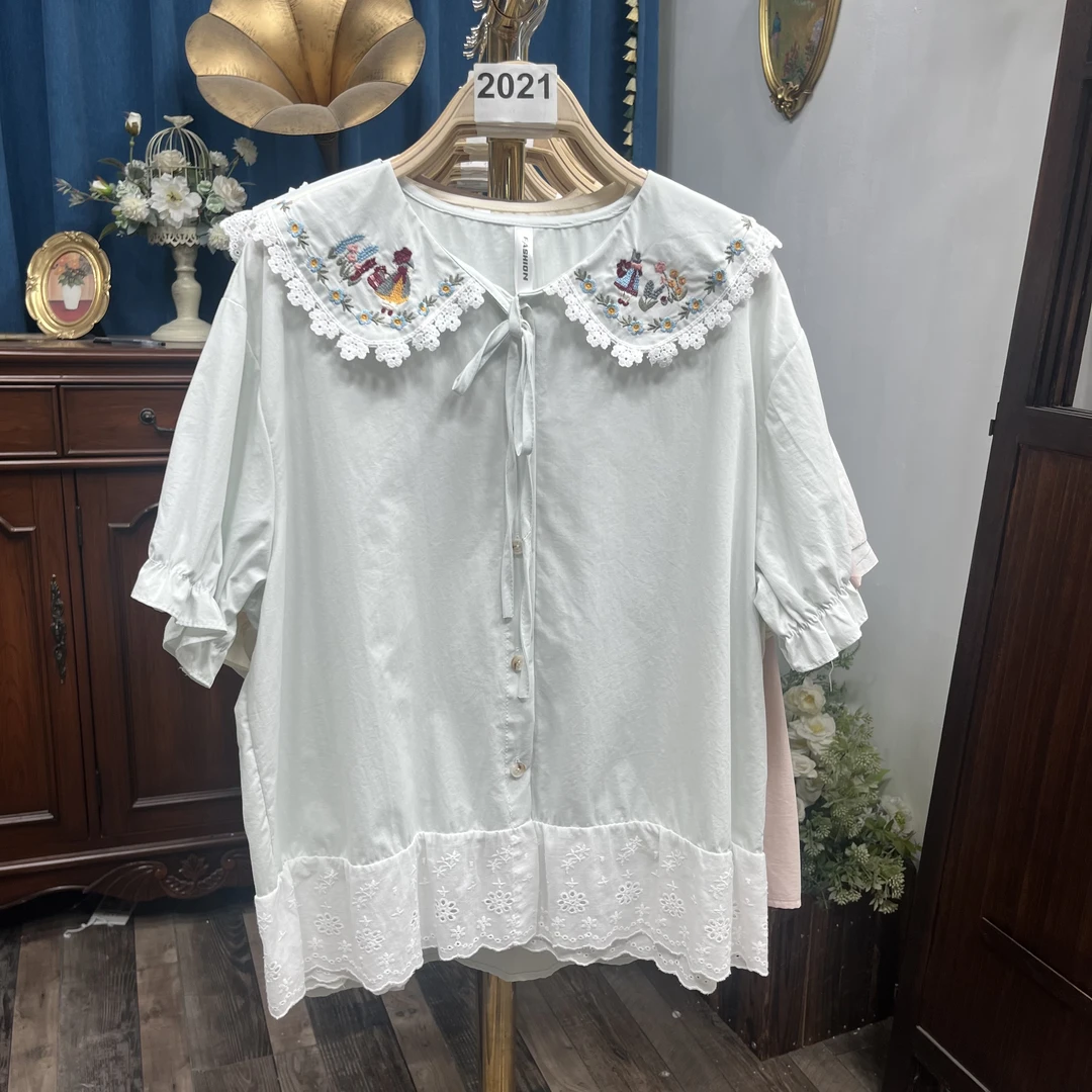 2000-2099号 娃娃领温柔风可爱治愈夏季小清新时尚夏款衬衫女上衣