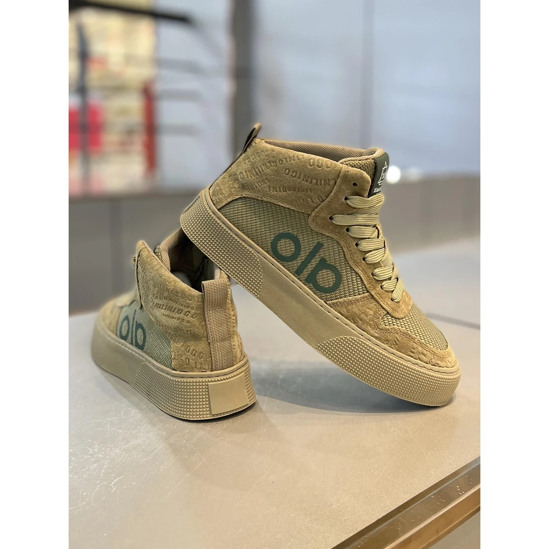 EAEOVNI男鞋年秋季新款韩版高帮休闲板鞋反毛皮软底款阿甘鞋