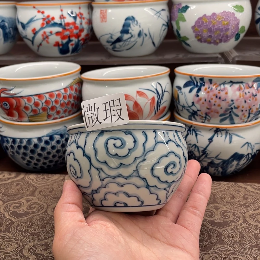 釉下手绘茶具微瑕