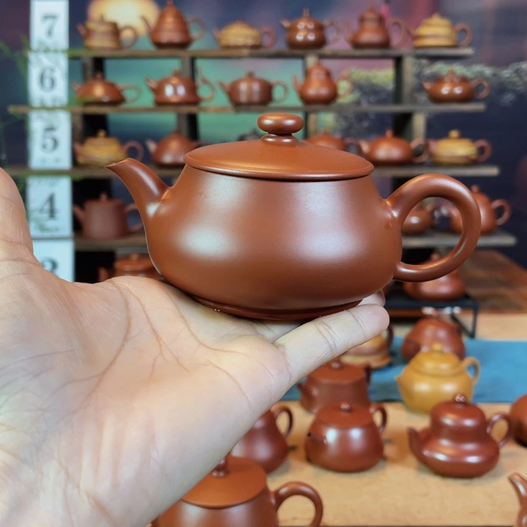 茶壶紫砂饮**风潮州手工手拉朱泥明炉壶